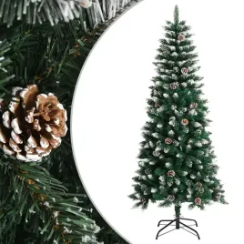 choinka-sztuczna-150-cm-zielona-biala-z-szyszkami-i-brokatem
