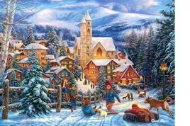 puzzle-300-ukladanka-widok-obraz-zima-gory-las-miasto-snieg-sanki-8-castor