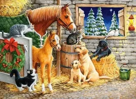 puzzle-300-ukladanka-zwierzeta-konie-kot-psy-farma-swieta-zima-8-castor