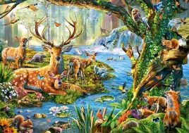 puzzle-500-ukladanka-zwierzeta-z-lasu-lesne-jezioro-wodospad-9-castor