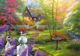puzzle-500-ukladanka-widok-dom-sekretny-ogrod-ptaki-chata-las-9-castor