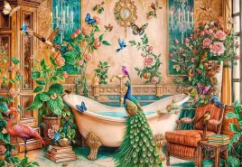 puzzle-1000-ukladanka-lazienka-paw-ptaki-kwiaty-martwa-natura-9-castor