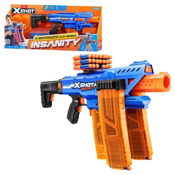 X-SHOT INSANITY WYRZUTNIA MOTORIZED CLIP MANIA PISTOLET + 72 STRZAŁKI