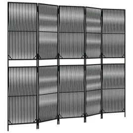 czarny-parawan-z-polirattanu-245-x-200-cm-5-paneli-przeplecione-linie