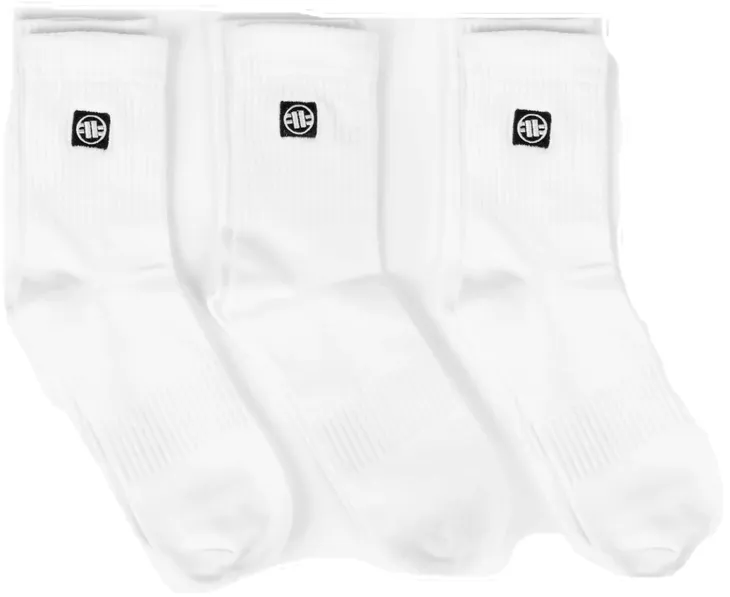 PITBULL WEST COAST SKARPETY HIGH ANKLE LOGO CIENKIE 3-PAK BIAŁY 39/42
