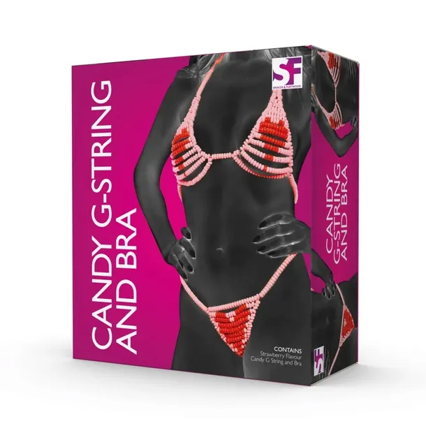 Zestaw Cukierkowej Bielizny Sexy Stringi I Biustonosz Z Sercem - Candy G-St