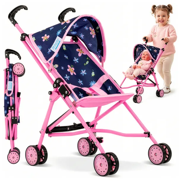 KINDERPLAY WÓZEK DLA LALEK SPACERÓWKA LEKKI SKŁADANY PARASOLKA SPACEROWY