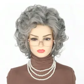 peruka-babci-szara-karnawal-halloween-okulary-perly-zestaw