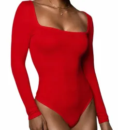 body-damskie-z-dlugim-rekawem-czerwone-kwadratowy-dekolt-l