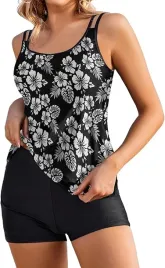 stroj-kapielowy-tankini-szorty-czarny-kwiaty-2xl-aimage