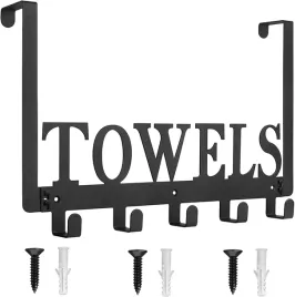 wieszak-z-5-haczykami-czarny-mat-napis-towels-scienny-na-drzwi