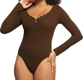 body-damskie-z-dlugim-rekawem-prazkowane-stringi-xl-brazowe