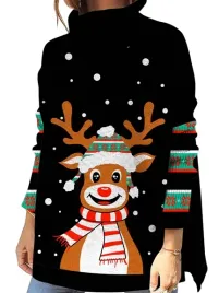 sweter-swiateczny-golf-damski-luzny-3d-czarny-renifer-m