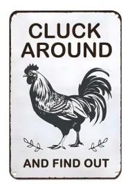 tabliczka-metalowa-cluck-around-and-find-out-z-kogutem-20x30-cm-plakat