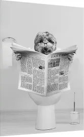 plakat-pies-z-gazeta-w-toalecie-50x70-cm-obraz-na-plotnie