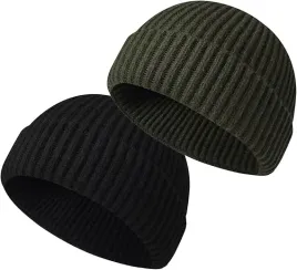 czapka-rybaka-beanie-krotka-zimowa-trawler-unisex-zielony-szary-2szt