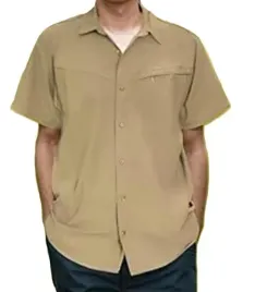 koszula-meska-brazowa-rozciagliwa-krotki-rekaw-casual-regular-fit-m