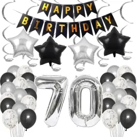 dekoracje-70-urodziny-srebrne-balony-lateksowe-i-foliowe-baner