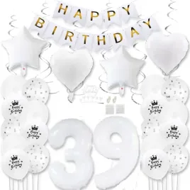 balonowa-dekoracja-na-39-urodziny-balony-girlandy-serpentyny-biala