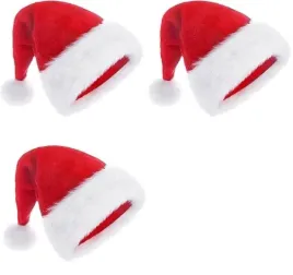 czapka-swietego-mikolaja-pluszowa-czerwona-3-sztuki