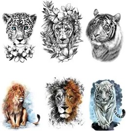 tatuaze-tymczasowe-6-arkuszy-lwy-tygrys-gepard