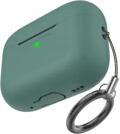 etui-ahastyle-do-airpods-pro-2-silikonowe-z-karabinczykiem-ciemny-zielony