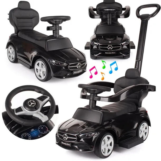 JEŹDZIK MERCEDES Z PCHACZEM 4W1 JEŹDZIK CHODZIK PCHACZ C63 AMG POJAZD AUTKO
