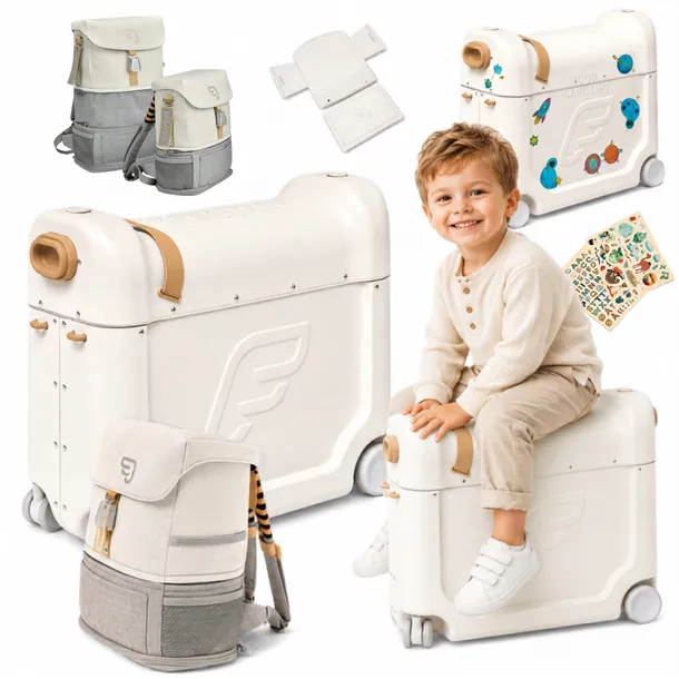 Zestaw podróżny Stokke JETKIDS Bundle V3 White walizka i plecak samolotu