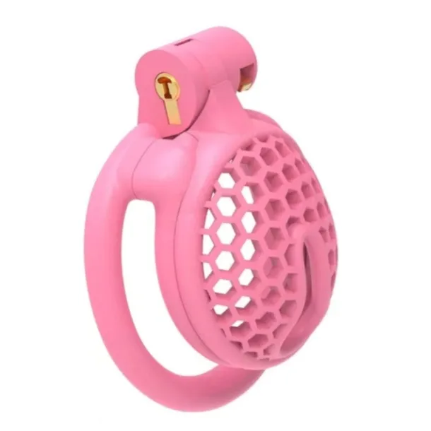 RÓŻOWY MĘSKI PAS CNOTY CHASTITY CAGE MINI KLATKA NA PENISA TYPU FLAT