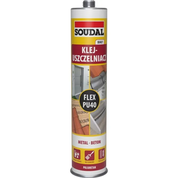 Klej Uszczelniacz Poliuretanowy SOUDAL FLEX PU 40 Biały Elastyczny 300 ml
