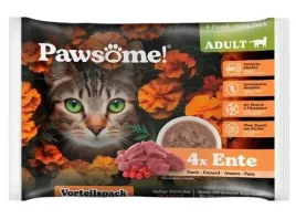 naturalna-karma-dla-kotow-bez-cukru-i-zboz-pawsome-z-kaczka-w-sosie-4x85g
