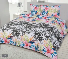 posciel-flanelowa-200x220-liscie-palmy-kwiaty-szare-kolorowe