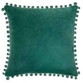 poszewka-40x40-pompie-zielona-butelkowa-z-mikrofibry-z-pomponami