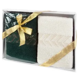 komplet-recznikow-w-pudelku-glow-2szt-50x90-kremowy-zielony-butelkowy