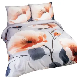 posciel-satynowa-180x200-kwiaty-szara-morelowa-satynlove-premium