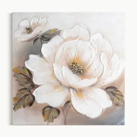 obraz-60x60-bialy-bezowy-kwiaty-recznie-malowany-na-plotnie