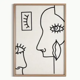 obraz-50x70-bezowy-czarny-linearna-twarz