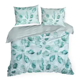 posciel-z-mikrofibry-160x200-verano-biala-mietowa-liscie-d91