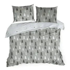 posciel-swiateczna-140x200-lenon-stalowa-biala-choink-flanelowa
