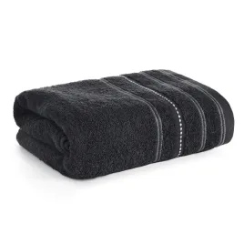 recznik-vento-30x50-czarny-z-ozdobna-bordiura-w-pasy-frotte-500-g-m2