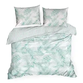 posciel-satynowa-220x200-raya-biala-zielona-liscie-paski