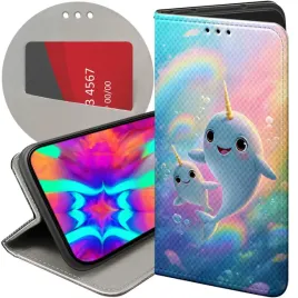 etui-z-klapka-do-xiaomi-14-wzory-narwal-bajki-morskie-zwierzeta-futeral
