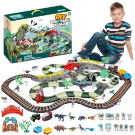 kolejka-elektryczna-pociag-lokomotywa-odczepiane-wagony-tor-dino-park-259el
