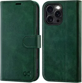ocase-etui-skorzane-z-klapka-do-iphone-16-pro-portfel-ciemny-zielony
