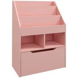 rozowy-regal-na-ksiazki-dla-dzieci-60x299x90-cm-z-szuflada-na-kolk