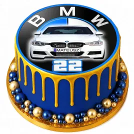 oplatek-na-tort-logo-bmw-z-frontem-auta-biale