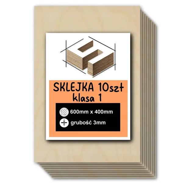 SKLEJKA 3mm FORMATKA DO LASERA CNC GRAWER 40x60cm 400x600mm KLASA 1 10 SZT
