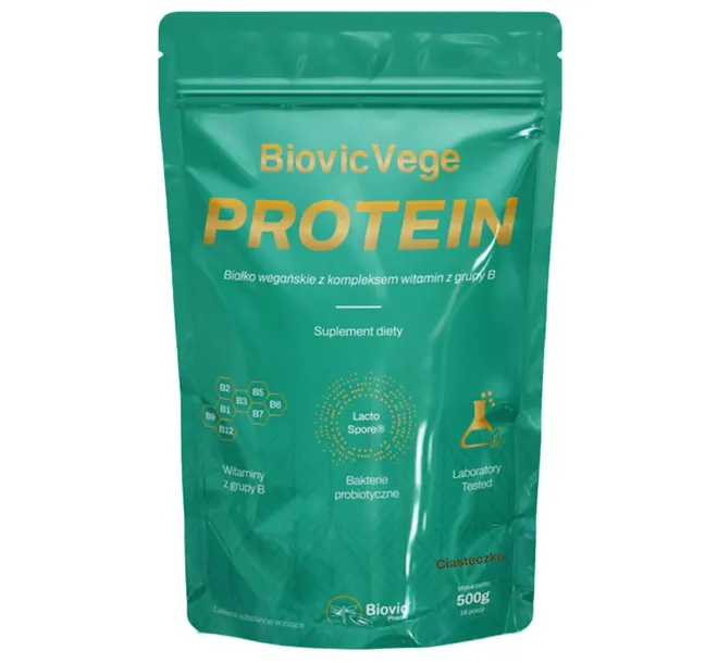Biovic Vege Protein odżywka wysokoBiałkowa wit. z grupy B Ciasteczko 500g