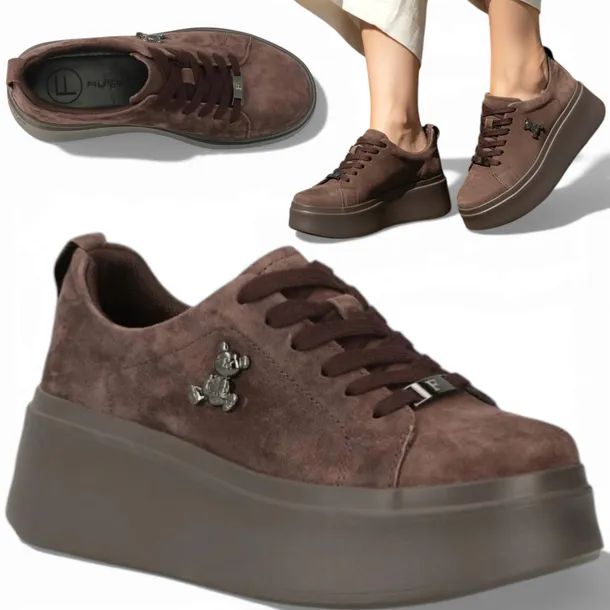 Sneakersy Damskie SKÓRZANE 37 Filippo Wygodne Platforma Półbuty Wiosenne