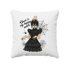 black-is-my-happy-color-prezent-dla-fanow-serialu-wednesday-poduszka
